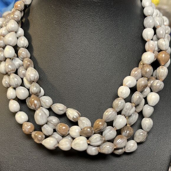 Vintage Continuous Single Strand Natural Job's Tears Prayer Bead Necklace 66 in - Picture 1 of 3